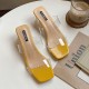 Women Transparent Bind Solid Color Chunky Heels Slippers Women Transparent Bind Solid Color Chunky Heels Slippers