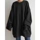 Women Puff Sleeve Crew Neck Solid Color Hem Long Sleeve Sweatshirts Women Puff Sleeve Crew Neck Solid Color Hem Long Sleeve Sweatshirts