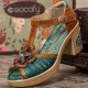 Genuine Leather Retro Three dimensional Flower Comfy Breathable Hollow Heeled Sandals Genuine Leather Retro Three dimensional Flower Comfy Breathable Hollow Heeled Sandals