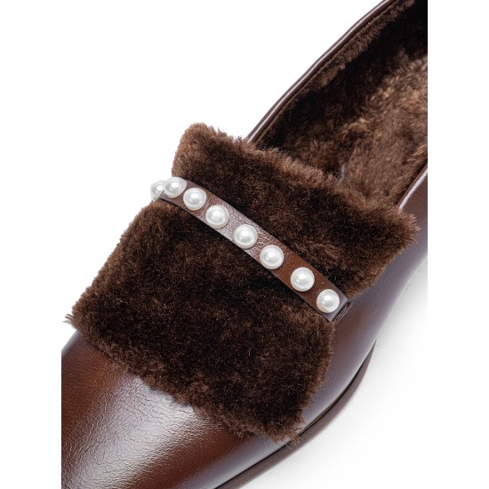 Women Square Toe Fashion Rhinestone Casual Plush Warm Chunky Heels Pumps Women Square Toe Fashion Rhinestone Casual Plush Warm Chunky Heels Pumps
