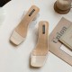 Women Transparent Bind Solid Color Chunky Heels Slippers Women Transparent Bind Solid Color Chunky Heels Slippers