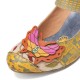 SOCOFY Butterfly Deocr Printed Cowhide Leather Hook Loop Comfy Wearable Chunky Heel Pumps SOCOFY Butterfly Deocr Printed Cowhide Leather Hook Loop Comfy Wearable Chunky Heel Pumps