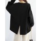 Women Loose Thick Back Fork High Low Solid Casual Pullover Sweatshirt Women Loose Thick Back Fork High Low Solid Casual Pullover Sweatshirt