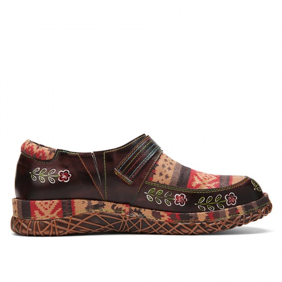 Genuine Leather Handmade Patchwork Comfy Retro Ethnic Pattern Flat Shoes Genuine Leather Handmade Patchwork Comfy Retro Ethnic Pattern Flat Shoes