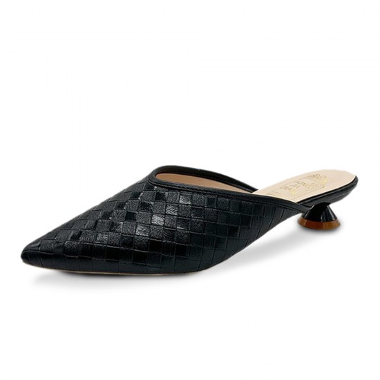 Women Casual Pointed Toe Braided Backless Cone Heels Shoes Women Casual Pointed Toe Braided Backless Cone Heels Shoes