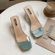 Women Transparent Bind Solid Color Chunky Heels Slippers Women Transparent Bind Solid Color Chunky Heels Slippers