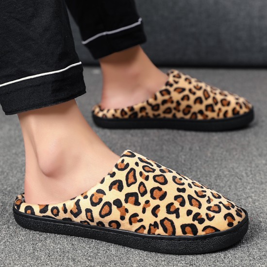 Men Leopard Cotton Warm Non Slip Wearable Sole Slip on Home Slipper Men Leopard Cotton Warm Non Slip Wearable Sole Slip on Home Slipper
