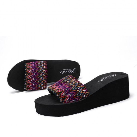 Women Colorful Wave Platform Opened Toe Slippers Women Colorful Wave Platform Opened Toe Slippers