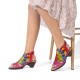 Genuine Leather Comfy Summer Vacation Bohemian Ethnic Colorblock Heeled Sandals Genuine Leather Comfy Summer Vacation Bohemian Ethnic Colorblock Heeled Sandals