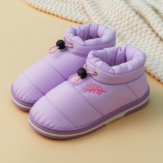 Women Warm Plush Waterproof Elastic Band Indoor Slippers Women Warm Plush Waterproof Elastic Band Indoor Slippers