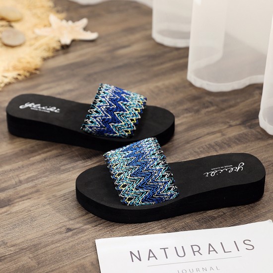 Women Colorful Wave Platform Opened Toe Slippers Women Colorful Wave Platform Opened Toe Slippers