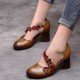 Plus Size Women Retro Date Shoes Floral Embellished Chunky High Heels Plus Size Women Retro Date Shoes Floral Embellished Chunky High Heels
