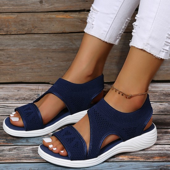 Plus Size Comfy Casual Knitted Breathable Stretch Sports Sandals For Women Plus Size Comfy Casual Knitted Breathable Stretch Sports Sandals For Women