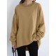 Women Loose Thick Back Fork High Low Solid Casual Pullover Sweatshirt Women Loose Thick Back Fork High Low Solid Casual Pullover Sweatshirt