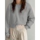 Women Long Sleeve Solid Round Necked Narrow Hem Pullover Sweatshirt Women Long Sleeve Solid Round Necked Narrow Hem Pullover Sweatshirt