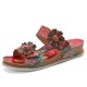 Genuine Leather Comfy Beach Vacation Bohemian Ethnic Floral Hook Loop Outdoor Wedges Sandals Genuine Leather Comfy Beach Vacation Bohemian Ethnic Floral Hook Loop Outdoor Wedges Sandals