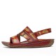 Comfy Leather Flowers Printed Retro Stripe Flat Sandals Comfy Leather Flowers Printed Retro Stripe Flat Sandals