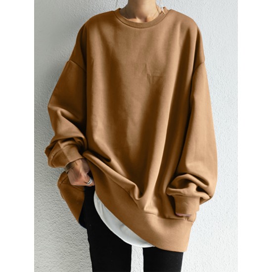 Women Solid Loose Basic All Match Commute Homely Outer Wear Sweatshirt Women Solid Loose Basic All Match Commute Homely Outer Wear Sweatshirt