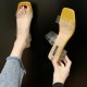 Women Transparent Bind Solid Color Chunky Heels Slippers Women Transparent Bind Solid Color Chunky Heels Slippers