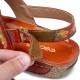 Comfy Leather Flowers Printed Retro Stripe Flat Sandals Comfy Leather Flowers Printed Retro Stripe Flat Sandals