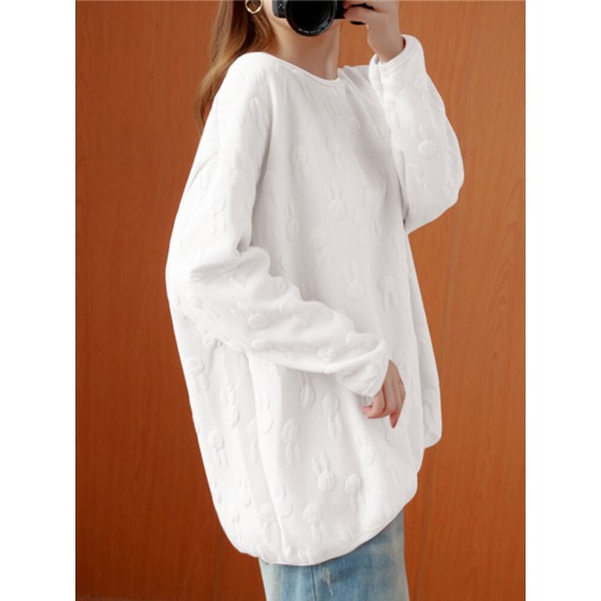Women Loose All Rabbits Print Stereogram Solid Casual Pullover Sweatshirt Women Loose All Rabbits Print Stereogram Solid Casual Pullover Sweatshirt