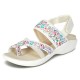 Plus Size Hook Loop Stretch Contrast Embroidered Element Outdoors Sandals For Women Plus Size Hook Loop Stretch Contrast Embroidered Element Outdoors Sandals For Women