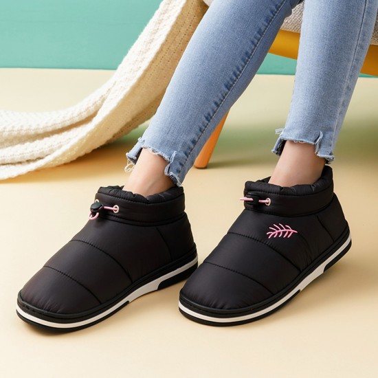 Women Warm Plush Waterproof Elastic Band Indoor Slippers Women Warm Plush Waterproof Elastic Band Indoor Slippers