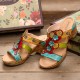 Casual Leather Floral Woodgrain Backless Comfy Chunky Heel Sandals Casual Leather Floral Woodgrain Backless Comfy Chunky Heel Sandals