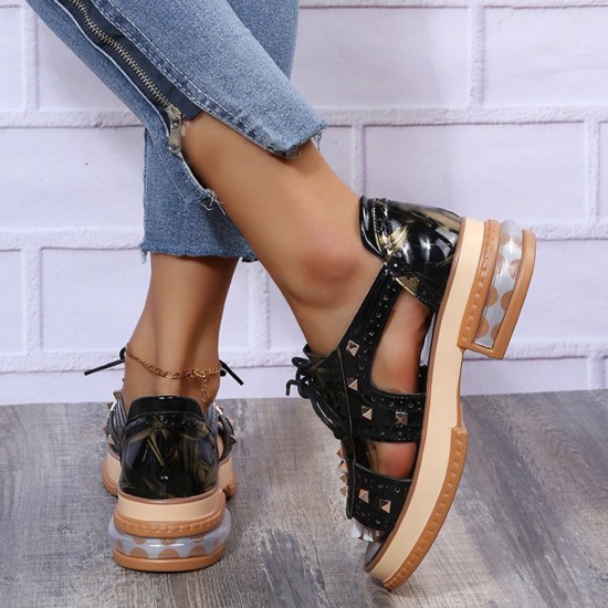 Plus Size Women Casual Fashion Rivet Decor Lace up Sandals Plus Size Women Casual Fashion Rivet Decor Lace up Sandals