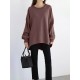 Women Loose Thick Back Fork High Low Solid Casual Pullover Sweatshirt Women Loose Thick Back Fork High Low Solid Casual Pullover Sweatshirt