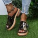 Plus Size Women Casual Fashion Rivet Buckle Decor Snake Skin Slippers Plus Size Women Casual Fashion Rivet Buckle Decor Snake Skin Slippers