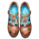 Genuine Leather Bohemian Ethnic Style Buckle Comfy Floral T strap Heels Genuine Leather Bohemian Ethnic Style Buckle Comfy Floral T strap Heels