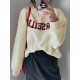 Women Solid Embroidery Words Casual Loose O Neck Street Fashion Sweatshirt Women Solid Embroidery Words Casual Loose O Neck Street Fashion Sweatshirt