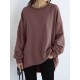 Women Loose Thick Back Fork High Low Solid Casual Pullover Sweatshirt Women Loose Thick Back Fork High Low Solid Casual Pullover Sweatshirt