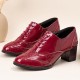 Large Size Women Lace up Comfy Retro Glossy Oxfords Heels Large Size Women Lace up Comfy Retro Glossy Oxfords Heels