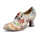 SOCOFY Fresh Natural Flowers Leaves Printed Comfy Wearable Chunky Heel Women Casual Lace Up Pumps SOCOFY Fresh Natural Flowers Leaves Printed Comfy Wearable Chunky Heel Women Casual Lace Up Pumps