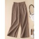 Solid Elastic Waist Pocket Button Wide Leg Pants Solid Elastic Waist Pocket Button Wide Leg Pants