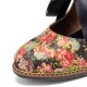 SOCOFY Women Elegant Graceful Little Flowers Printed Comfy Wearable Lace Up Stitching Chunky Heel Pumps SOCOFY Women Elegant Graceful Little Flowers Printed Comfy Wearable Lace Up Stitching Chunky Heel Pumps