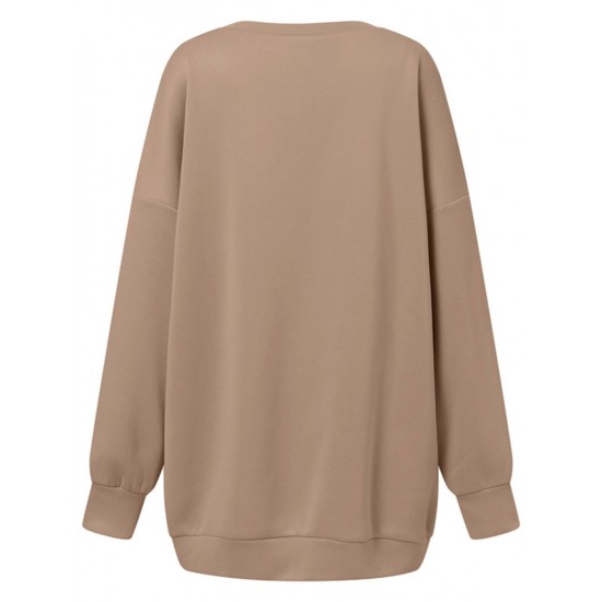 Women Puff Sleeve Crew Neck Solid Color Hem Long Sleeve Sweatshirts Women Puff Sleeve Crew Neck Solid Color Hem Long Sleeve Sweatshirts