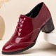 Large Size Women Lace up Comfy Retro Glossy Oxfords Heels Large Size Women Lace up Comfy Retro Glossy Oxfords Heels