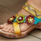 Casual Leather Floral Woodgrain Backless Comfy Chunky Heel Sandals Casual Leather Floral Woodgrain Backless Comfy Chunky Heel Sandals