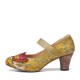 SOCOFY Butterfly Deocr Printed Cowhide Leather Hook Loop Comfy Wearable Chunky Heel Pumps SOCOFY Butterfly Deocr Printed Cowhide Leather Hook Loop Comfy Wearable Chunky Heel Pumps