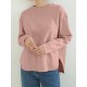 Women Long Sleeve Loose Solid Side Fork High Low Casual Pullover Sweatshirt Women Long Sleeve Loose Solid Side Fork High Low Casual Pullover Sweatshirt