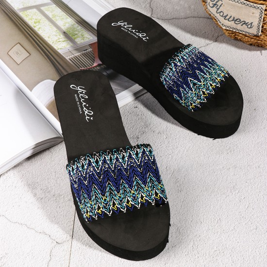 Women Colorful Wave Platform Opened Toe Slippers Women Colorful Wave Platform Opened Toe Slippers