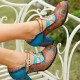 Genuine Leather Bohemian Ethnic Style Buckle Comfy Floral T strap Heels Genuine Leather Bohemian Ethnic Style Buckle Comfy Floral T strap Heels