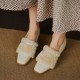 Women Square Toe Fashion Rhinestone Casual Plush Warm Chunky Heels Pumps Women Square Toe Fashion Rhinestone Casual Plush Warm Chunky Heels Pumps