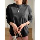 Women Long Sleeve Loose Solid Side Fork High Low Casual Pullover Sweatshirt Women Long Sleeve Loose Solid Side Fork High Low Casual Pullover Sweatshirt
