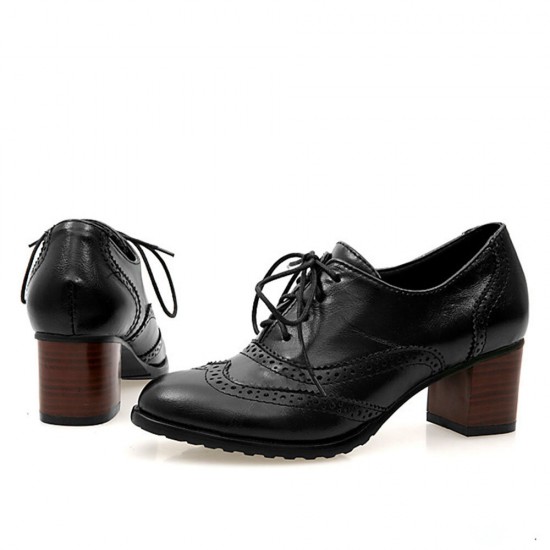 Large Size Women Lace up Comfy Retro Oxfords Heels Large Size Women Lace up Comfy Retro Oxfords Heels