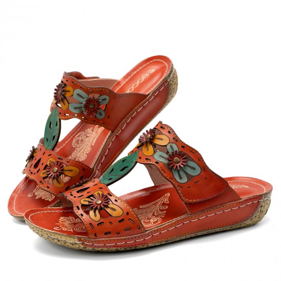 Casual Vacation Hollow Out Flowers Decoration Bohemian Backless Slip On Sandals For Women Casual Vacation Hollow Out Flowers Decoration Bohemian Backless Slip On Sandals For Women