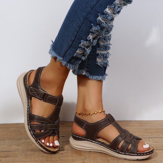 Women’s Summer Comfort Round Toe Hand Sewn Plus Size Platform Sandals Women’s Summer Comfort Round Toe Hand Sewn Plus Size Platform Sandals